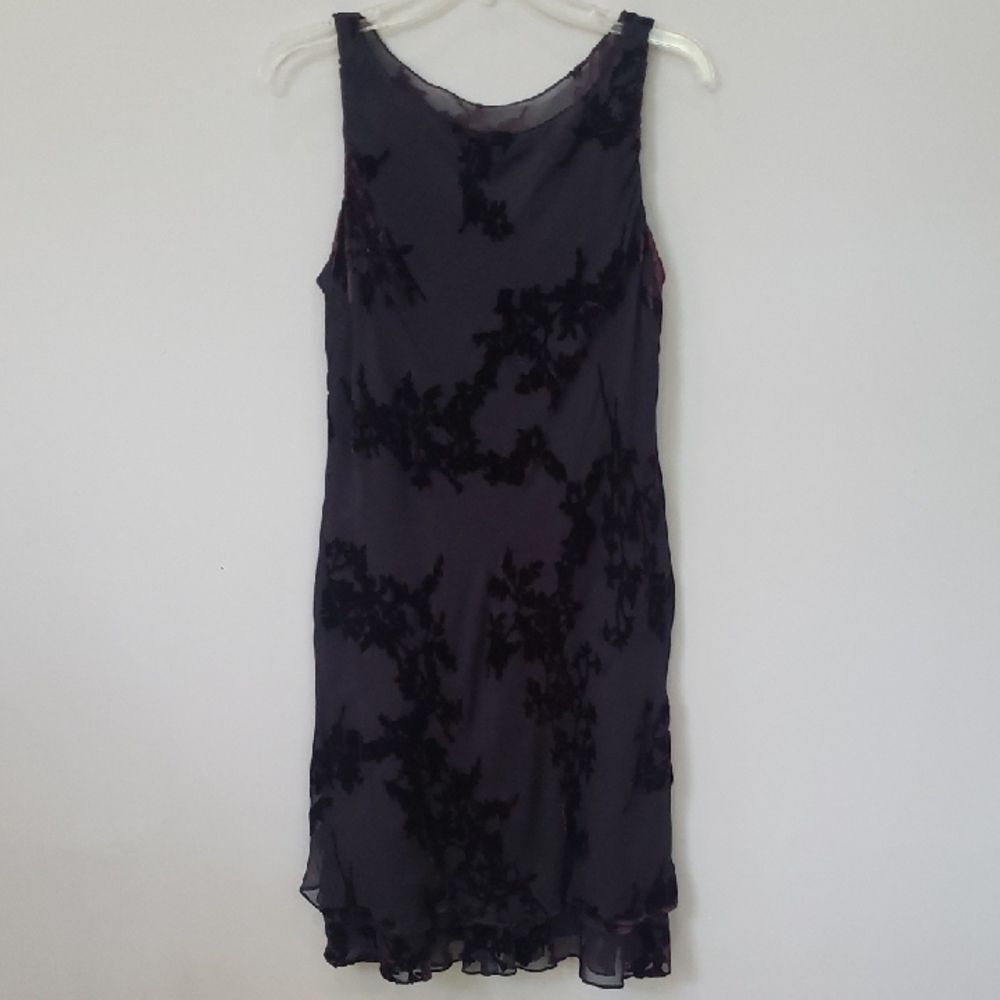 JNY Dress Womens 14 Dark Velvet Burnout Sheer Tiered Whimsigoth Grunge Hoco